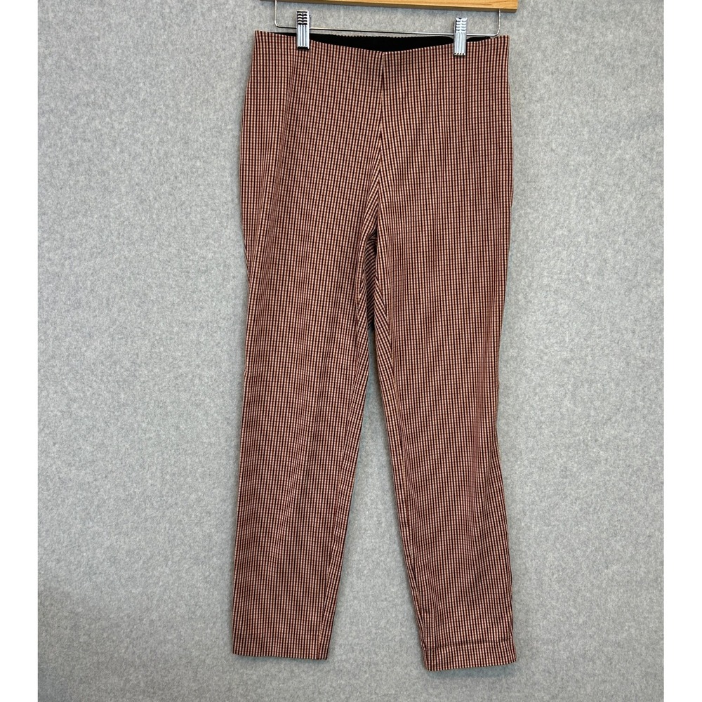 A New Day Skinny Ankle Pants Brown Check Plaid High Rise Academic Preppy Size 4